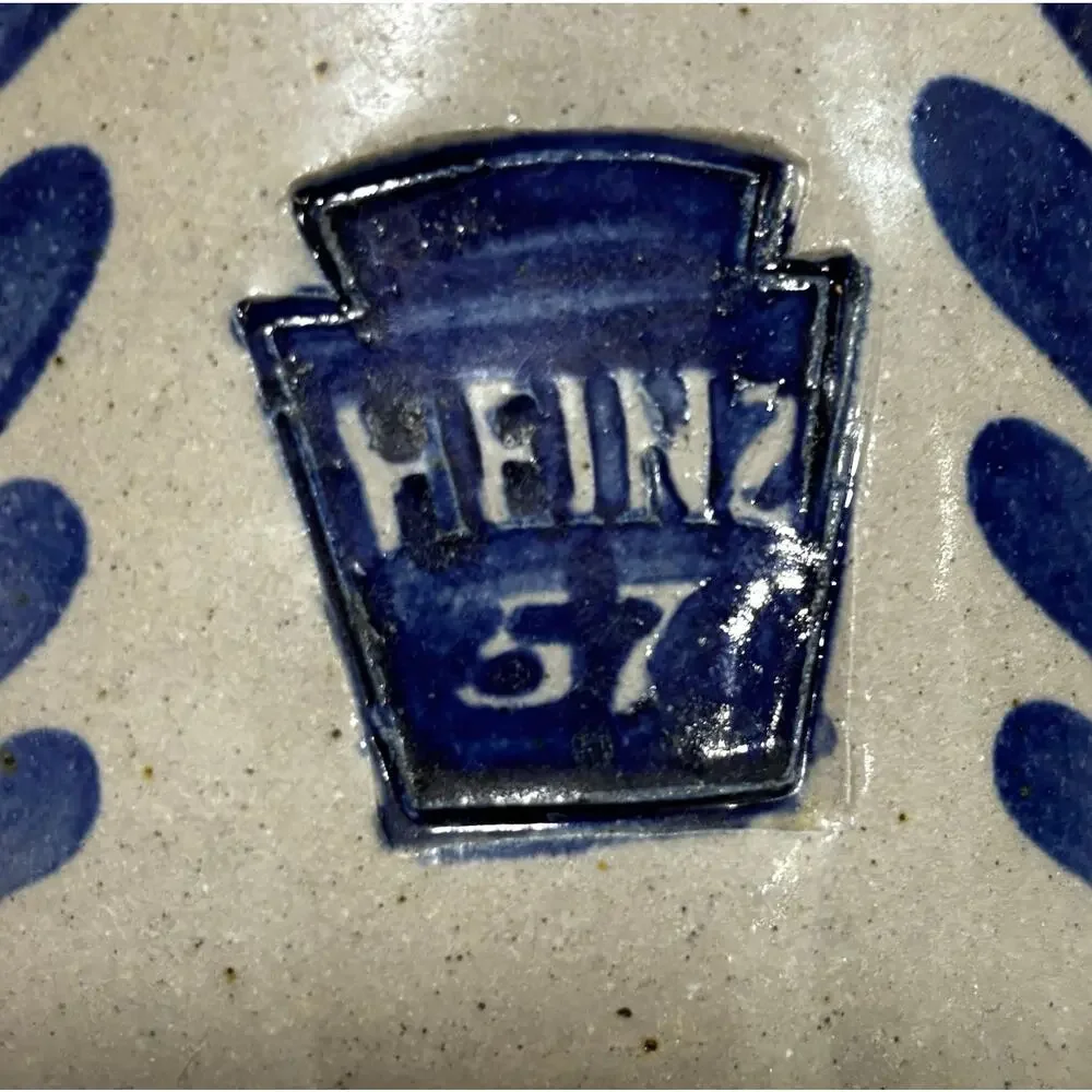 Vintage Heinz 57 salt glaze pottery pitcher artist signed 